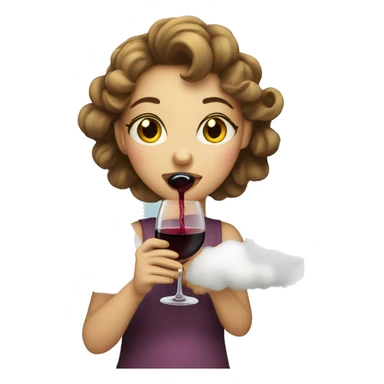 Girl drinking wine on a cloud sticker