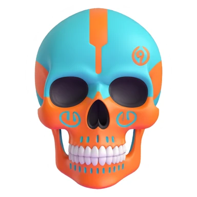 teal and orange skull sticker