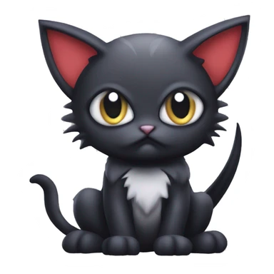 Cute edgy cool kawaii vampiric dark cat-vernid-Fakémon-Digimon with bat-wings as ears sticker