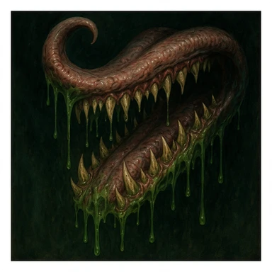 a freaky tongue, monster style, sharp teeth and dripping slime sticker