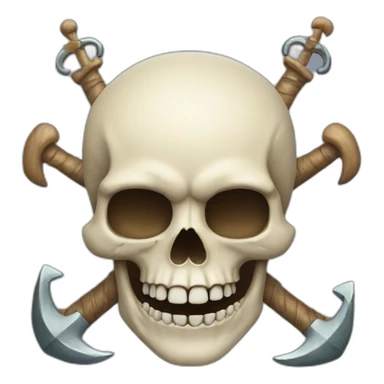 Skull with anchor between teeth sticker
