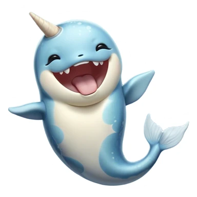 Cinematic Cute Yawning Narwhal Portrait Emoji, Head tilted slightly with a dramatic, wide-open yawn, showcasing a streamlined, mottled body with a gracefully curled ivory tusk and sleepy, half-closed eyes, Simplified yet irresistibly adorable features, highly detailed, glowing with a soft, cozy arctic glow, high shine, relaxed yet expressive, stylized with a hint of whimsical marine ease, soft glowing outline, capturing the essence of a drowsy yet affectionate narwhal that appears ready to stretch out for a nap! sticker