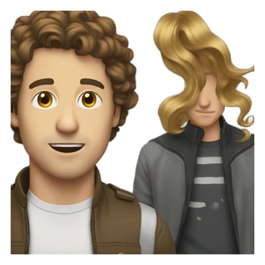 White Man and brun hair with music  sticker