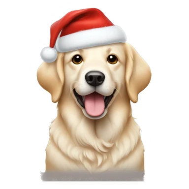 English cream retriever with Christmas hat sticker