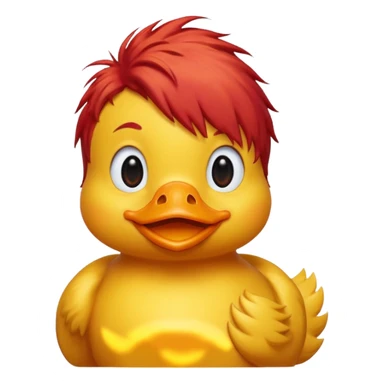 A yellow duck with red hair. sticker
