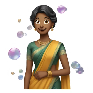 A fair girl in saree and bubbles around her sticker