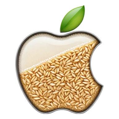Apple logo with rice grains in a digital tracker display sticker