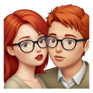 RED HAIR GIRL AND GUY WITH GLASSES KISS sticker