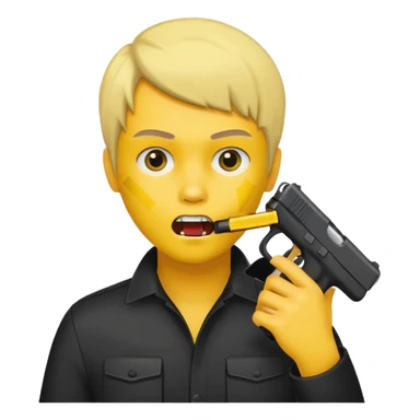 A yellow head that has a Glock in mouth sticker