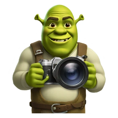 Shrek holding a camera sticker