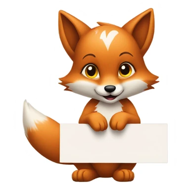 Baby fox with a blank sign sticker