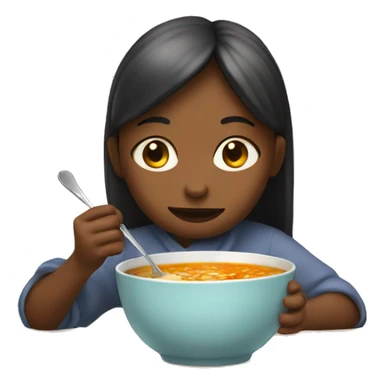 Girl eating soup sticker