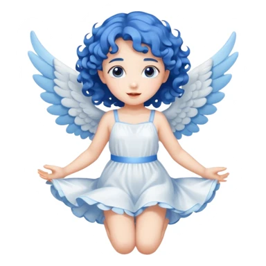 A playful angel girl with short blue curls, fluttering tiny wings as she floats.







 sticker