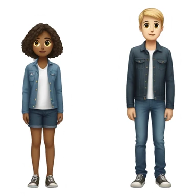 Long height boy looking at a short height girl sticker