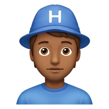 Man with brown hair wearing blue hat with the letter H on it sticker