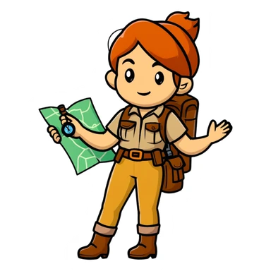 Female wilderness explorer with compass and map, Melissa Backwoods sticker