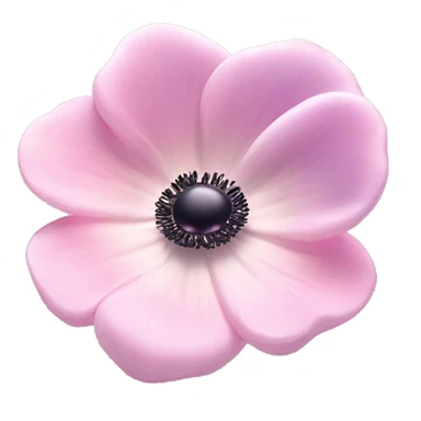 Anemone "A pastel pink anemone flower with a glowing dark center, softly shimmering petals, and delicate sparkles floating around." sticker