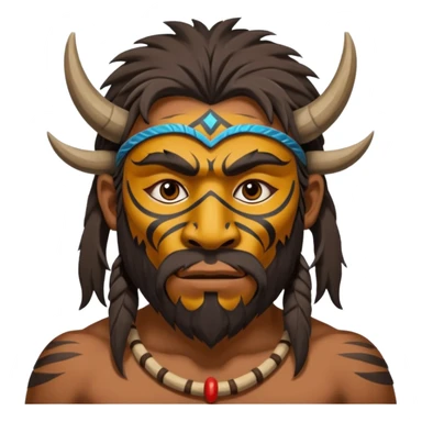 cave man with ritual mask sticker