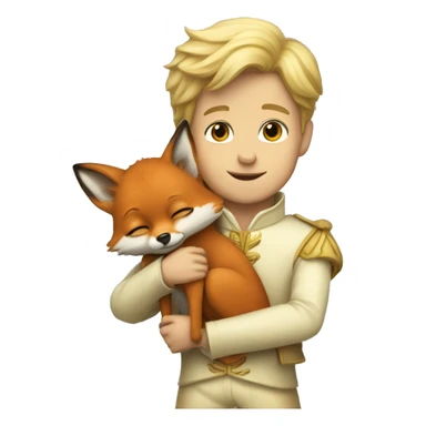 A little prince holds a fox in his arms sticker