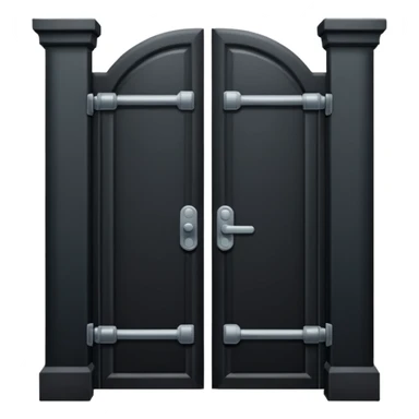 iOS emoji, minimal dark gate, sealed door, flat design sticker