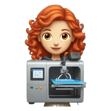 red-haired girl with 3d printer sticker