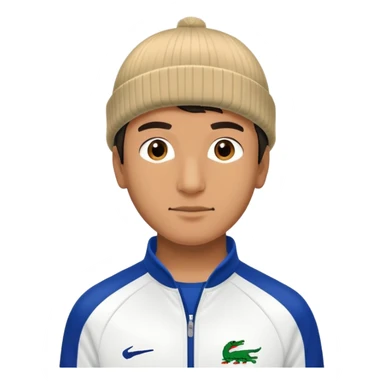 Un homme avec un survet de foot et un bonnet lacoste sticker