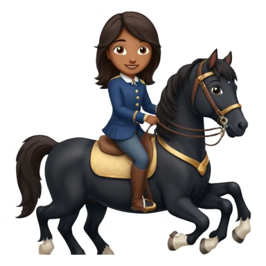 Brown girl on black shire horse  sticker