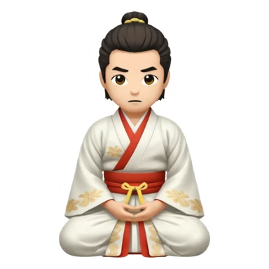 kneeling samurai in white kimono sticker