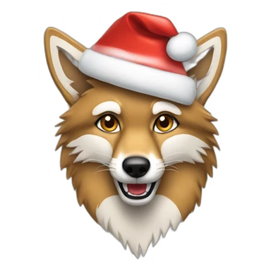 Coyote wearing a Santa Christmas hat sticker