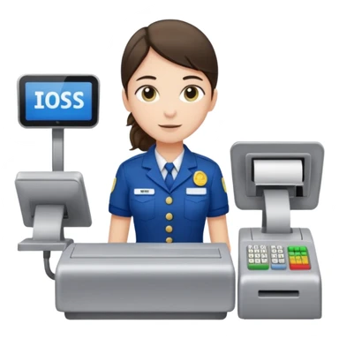 supermarket employee at a cash register, full body sticker
