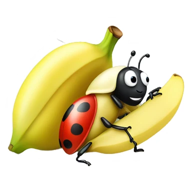 ladybug eating banana sticker