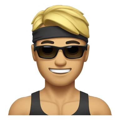 muscular asian personal trainer golden hair with sunglasses sticker
