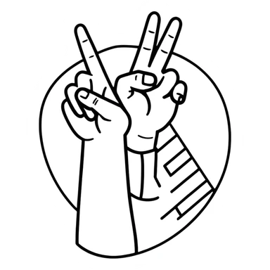Man throwing up a peace sign  sticker