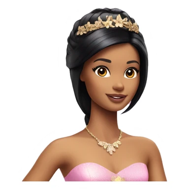 Attractive Barbie short black hair tan fairy princess sticker