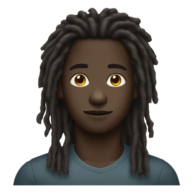 A dark skin boy with a long a big Adam's Apple and 1 centimeter long dreads with a receding hairline sticker