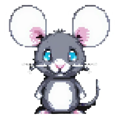 Pixelated mouse character with big ears sticker