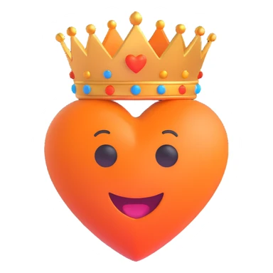 orange heart with a crown, emoji style sticker