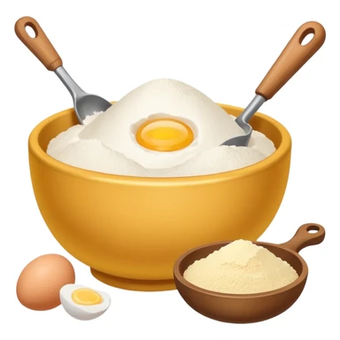baking ingredients next to a mixing bowl sticker