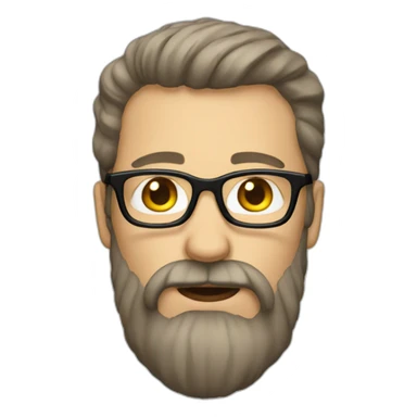 white man with a long beard brown hair and glasses sticker