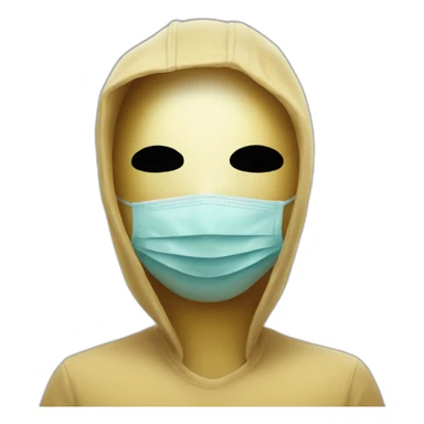 masked portrait, hand raised That says Hello how are you? sticker