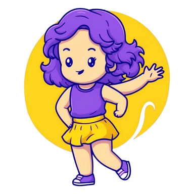 A cute girl with long, wavy purple hair reaching her waist sticker