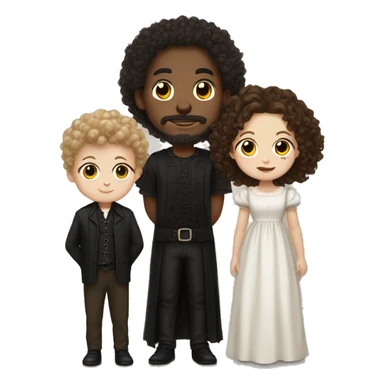 Gothic mixed wife, white skin brown curly haired husband and a light skinned baby boy sticker