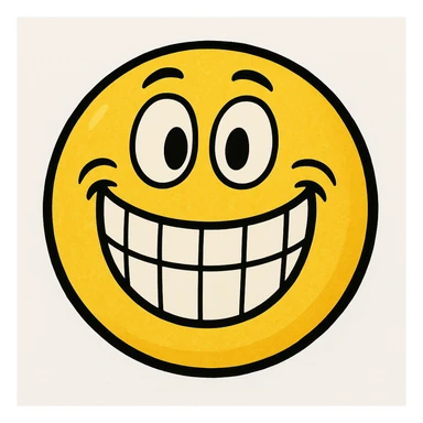 yellow face with big grin sticker