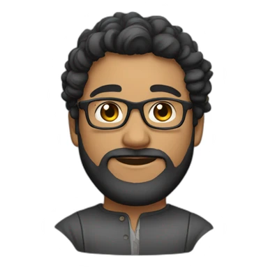 Light-skinned Indian male with beard, curly black hair, with glasses, sharp features sticker