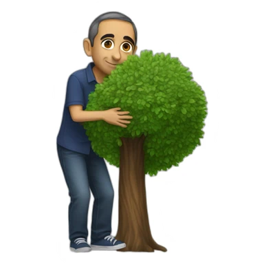 realistic eric zemmour hugging a tree sticker