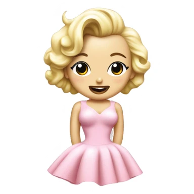 Marilyn Monroe on a pink dress that has a corns on it sticker