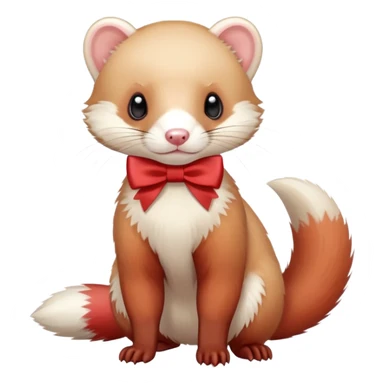 light red full body ferret with White ribbon bow sticker