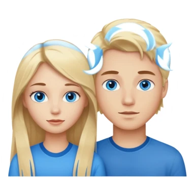 Couple blond boy bleu eyes and his girlfriend long brunette hair and blue eyes  sticker