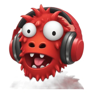 red monster with headphones sticker