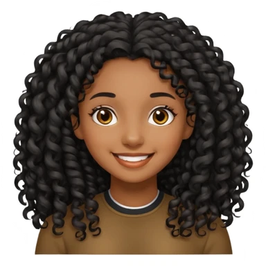 black girl with long black curly hair  sticker